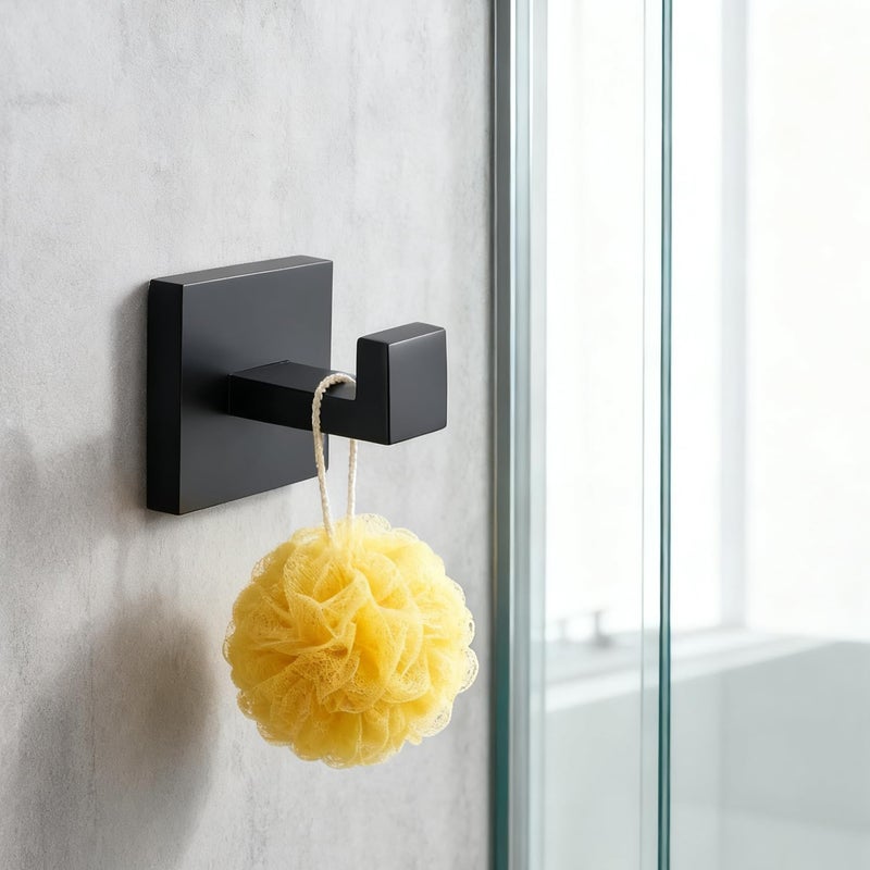 Hiendure 4 Pack Matte Black Robe Hook Wall-Mounted Towel Hook Coat Hanger for Bathroom Bedroom Kitchen - Image 4